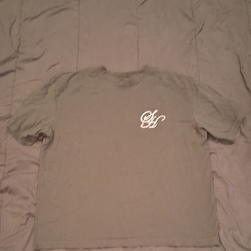 H&M Olive Green Crewneck T-Shirt with White Script Logo